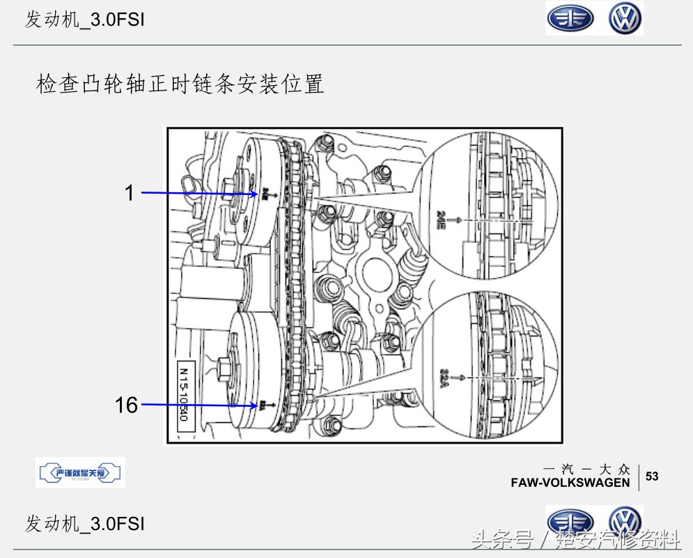 迈腾三代正时链条正确安装方法,迈腾3.0v6发动机正时链条怎么拆