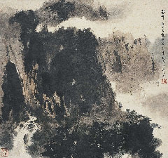 傅抱石创作国画天女散花图,傅抱石的国画作品《一望大江开》