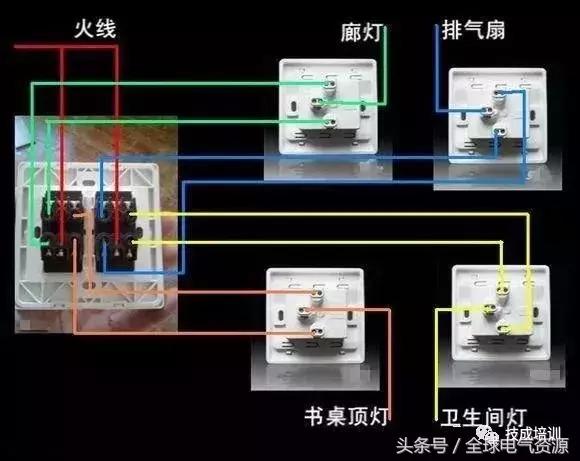 四个接线柱的单开双控开关接线图,四控开关如何接双控