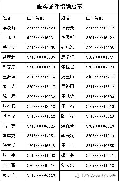 李晓萌、唐冬梅、王石……你们的身份证丢在临沂汽车站啦