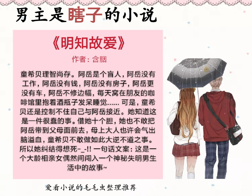 5本男主是瞎子的小说，不管你长得好不好看，他爱的只有你这个人