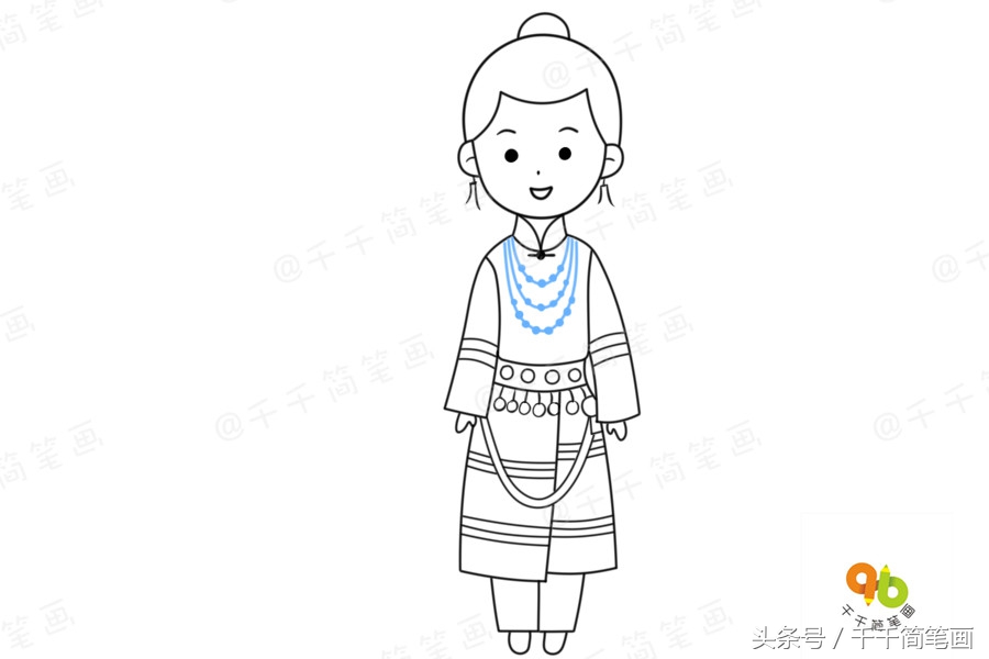 少数民族服饰简笔画超简单,广西少数民族服饰简笔画