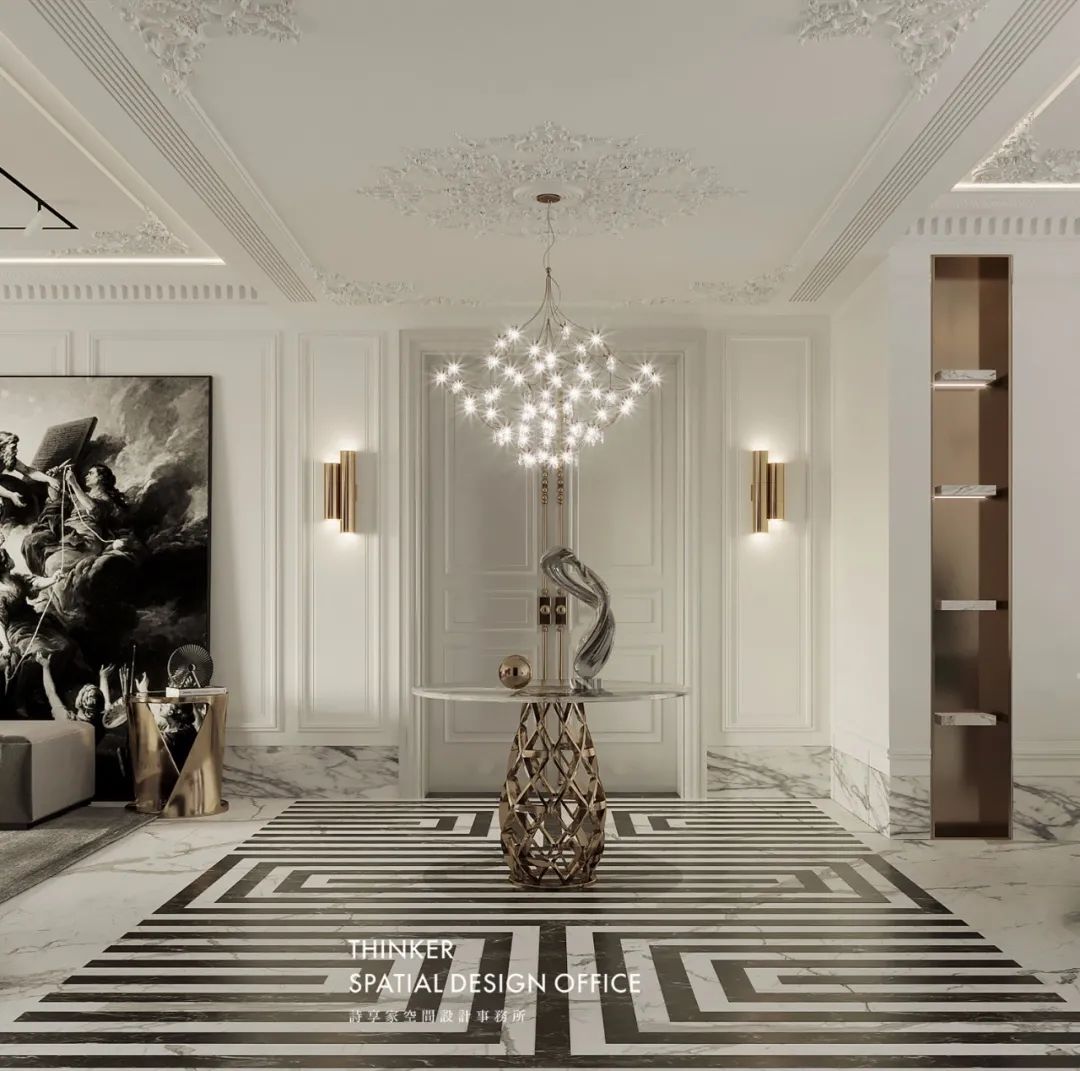 法式复古pu线条效果图,pu线条搭配什么灯