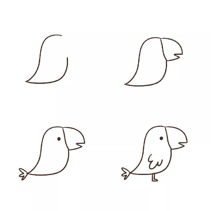 猴子大象小鸟老虎熊猫的简笔画,在天空中飞翔的小鸟简笔画儿童