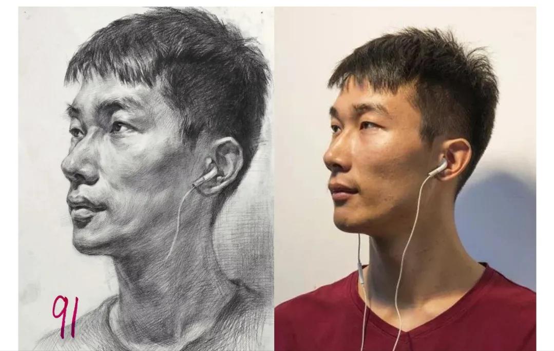 美术素描考试满级作品,素描人物高分卷四大特点