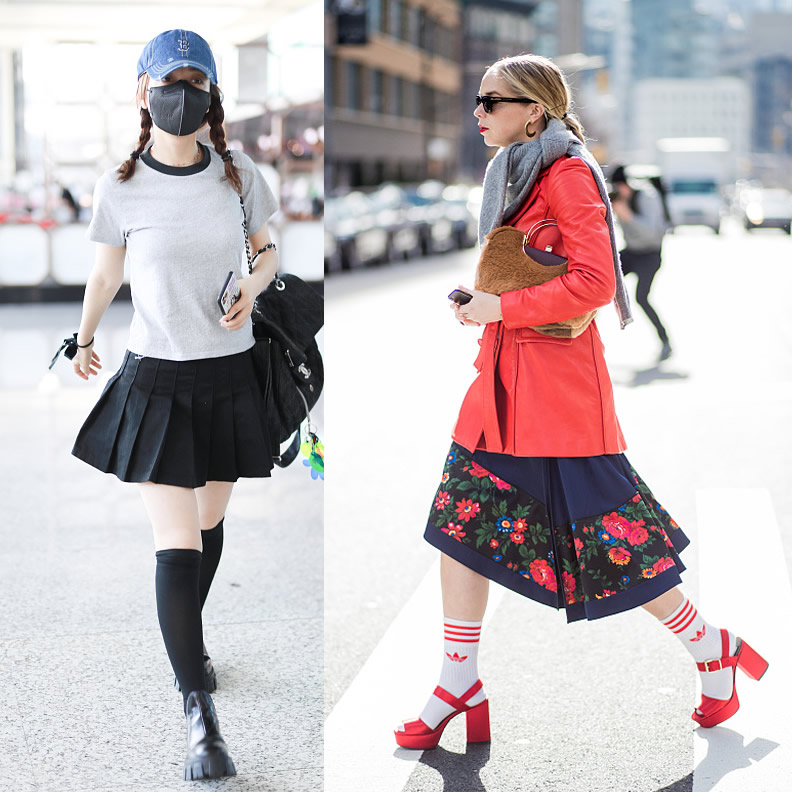 中长筒袜怎么搭才好看女,中长款袜日常搭配夏天