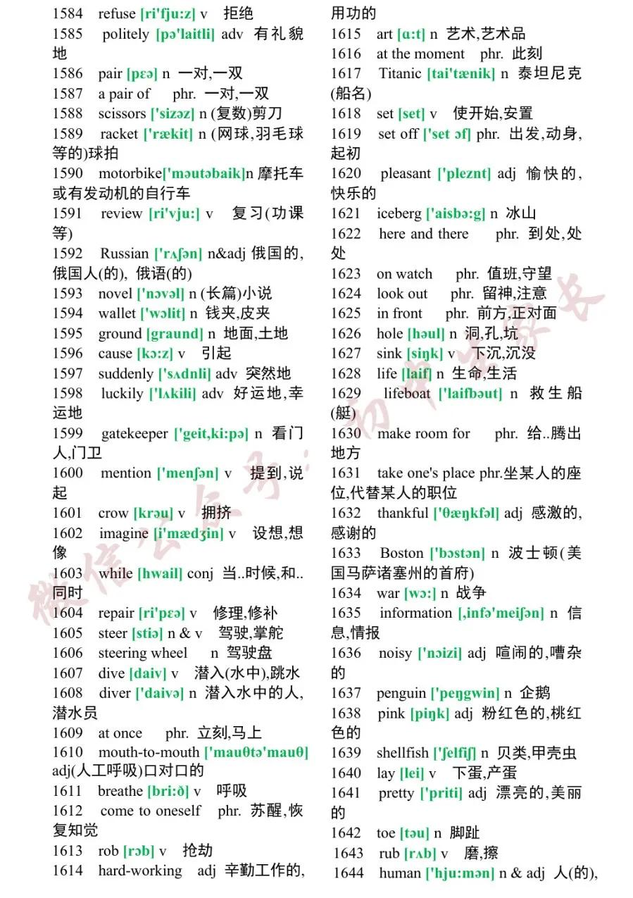 初中1600个必背英语单词翻译,2023初中英语必背1500个单词电子版