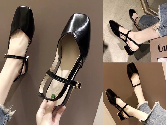 复古玛丽珍鞋黑色日常穿搭,金佰川鞋业女士厚底玛丽珍粗跟鞋