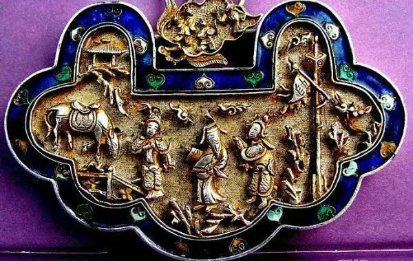 古法方形金锁,清代老银制长命锁