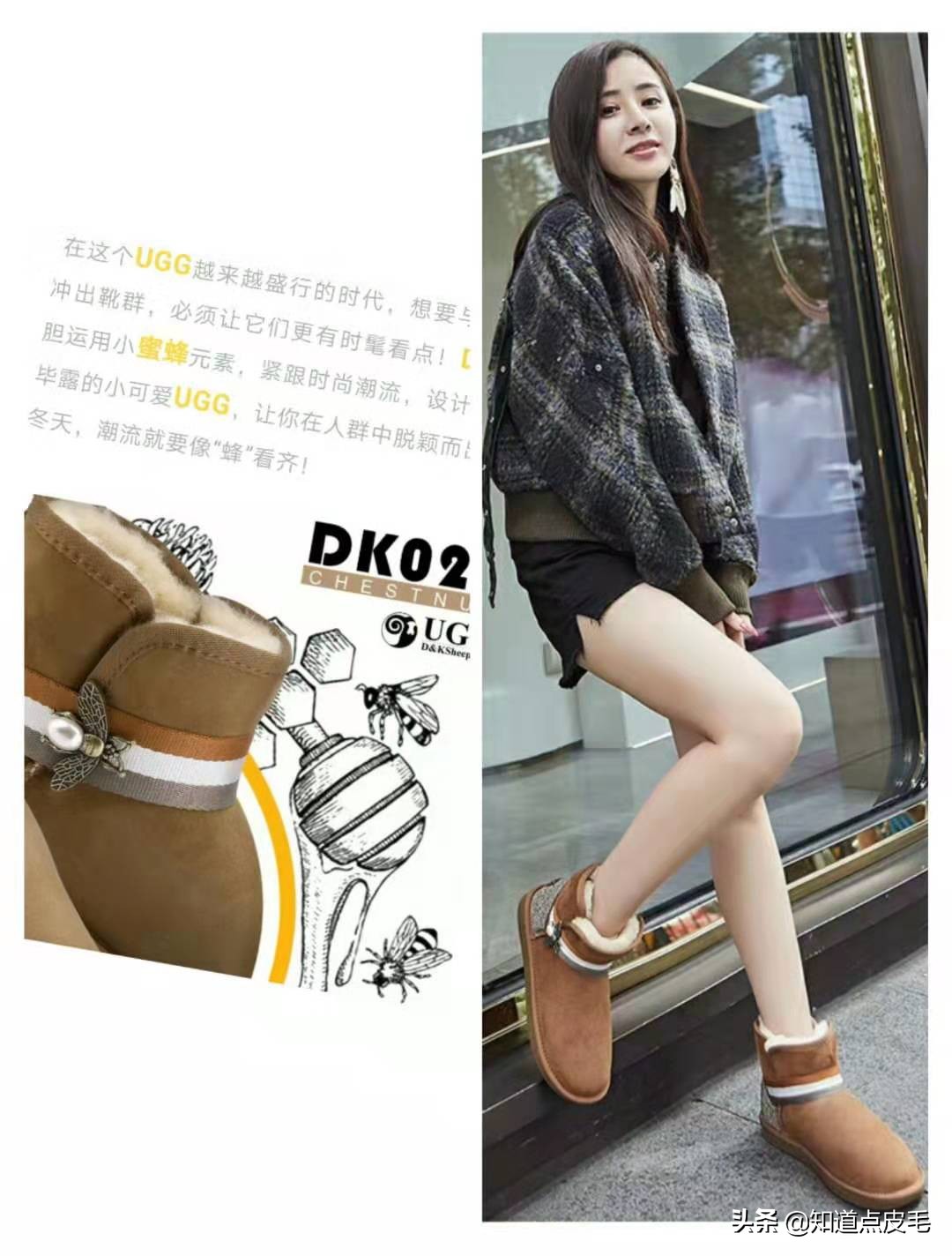 小众时尚坡跟雪地靴,时尚亮面皮毛一体雪地靴