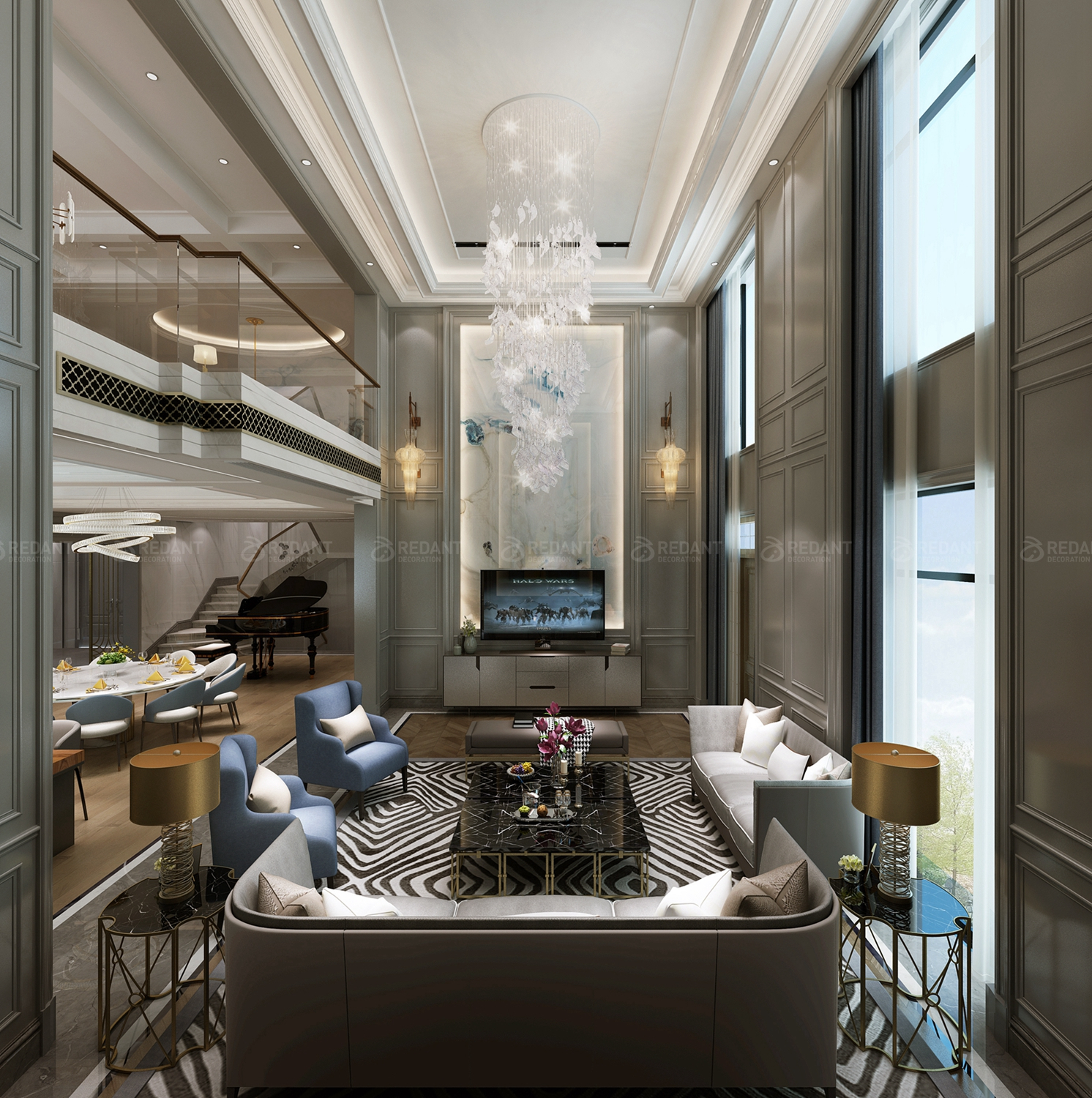 盈峰翠邸联排别墅中户装修效果图,国瑞熙墅联排装修