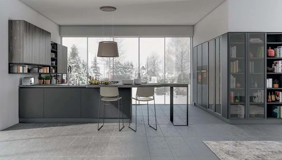 橱柜厨边柜电视柜一体,现代风格厨房橱柜一体柜