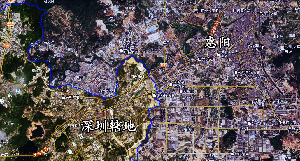 卫星地图惠州市,惠州市半城山色半城湖
