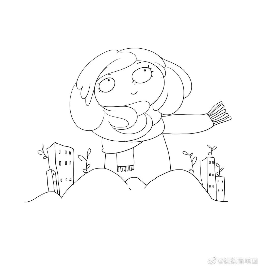 简单清新花卉的简笔画图片大全,唐老鸭简笔画可爱清新小女孩