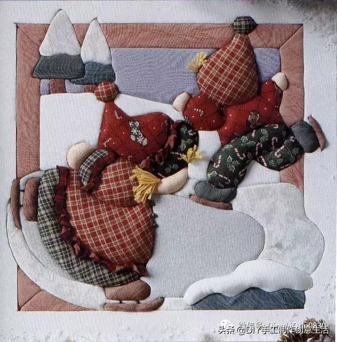 布艺diy拼布图案贴画,布画diy手工制作大全