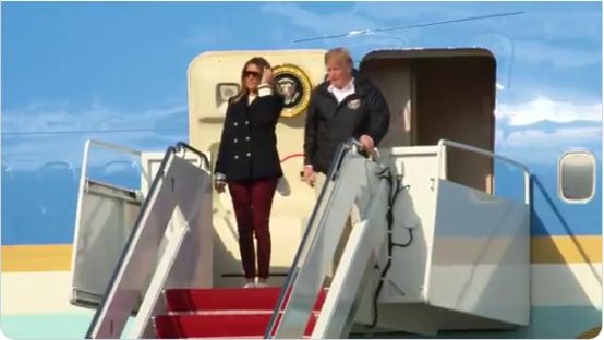 特朗普梅拉尼娅埃及,特朗普梅拉尼娅牵手上飞机