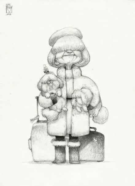 画动漫人物黑白插画素描,看似荒诞而有创意的素描插画