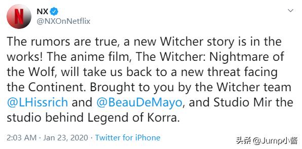 巫师动画电影,巫师新电影