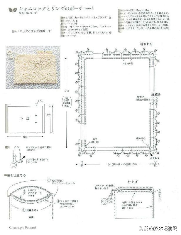 多款漂亮时尚的爱尔兰蕾丝钩花配饰手拿包包，附图解