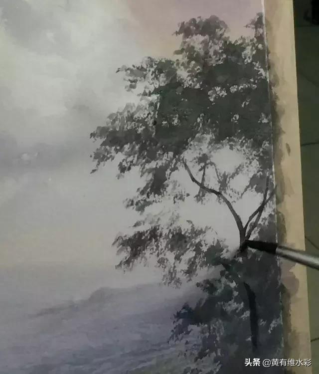 水彩画山风景入门,远山画法入门教程