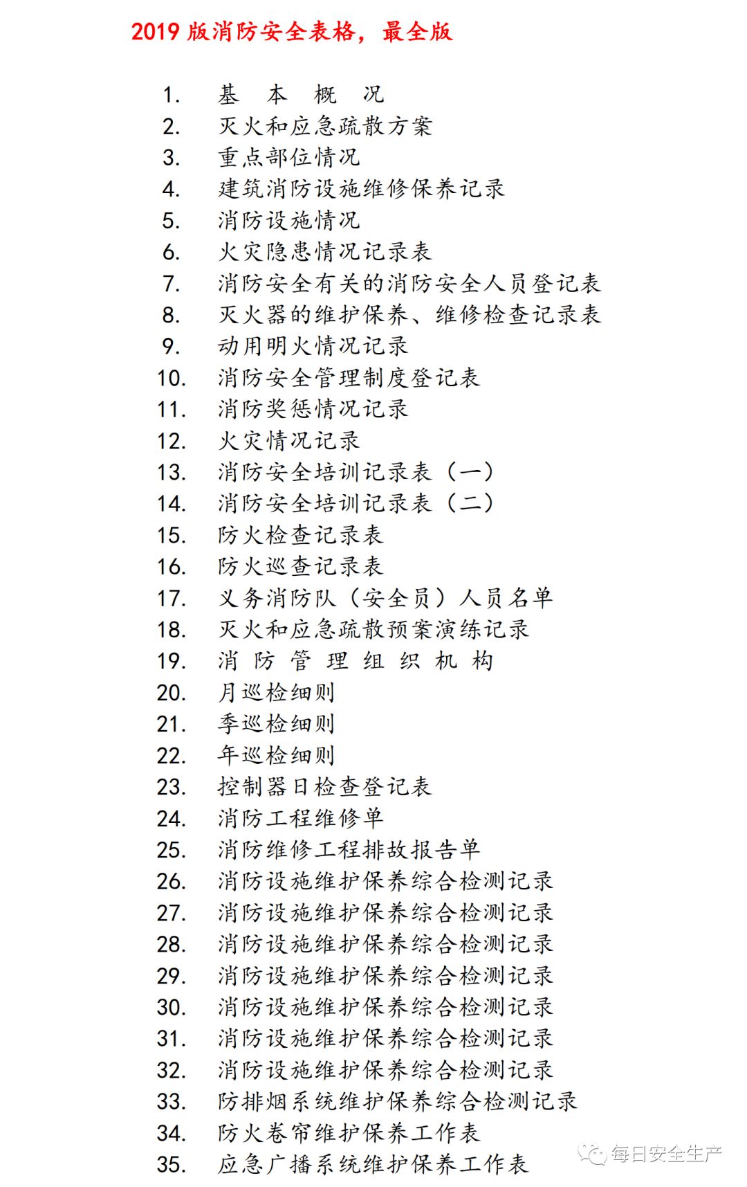 2019版消防安全表格,消防安全培训记录表格