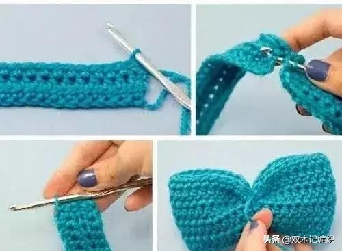 蝴蝶结的钩法教程全过程,金边蝴蝶结钩针详细教程图解