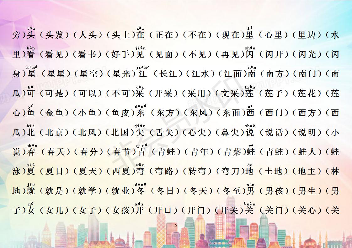 小学一年级生字识字表大全,一年级四季生字识字口诀