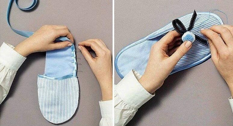 用布条线织两种颜色的拖鞋教程,用布条织花样拖鞋