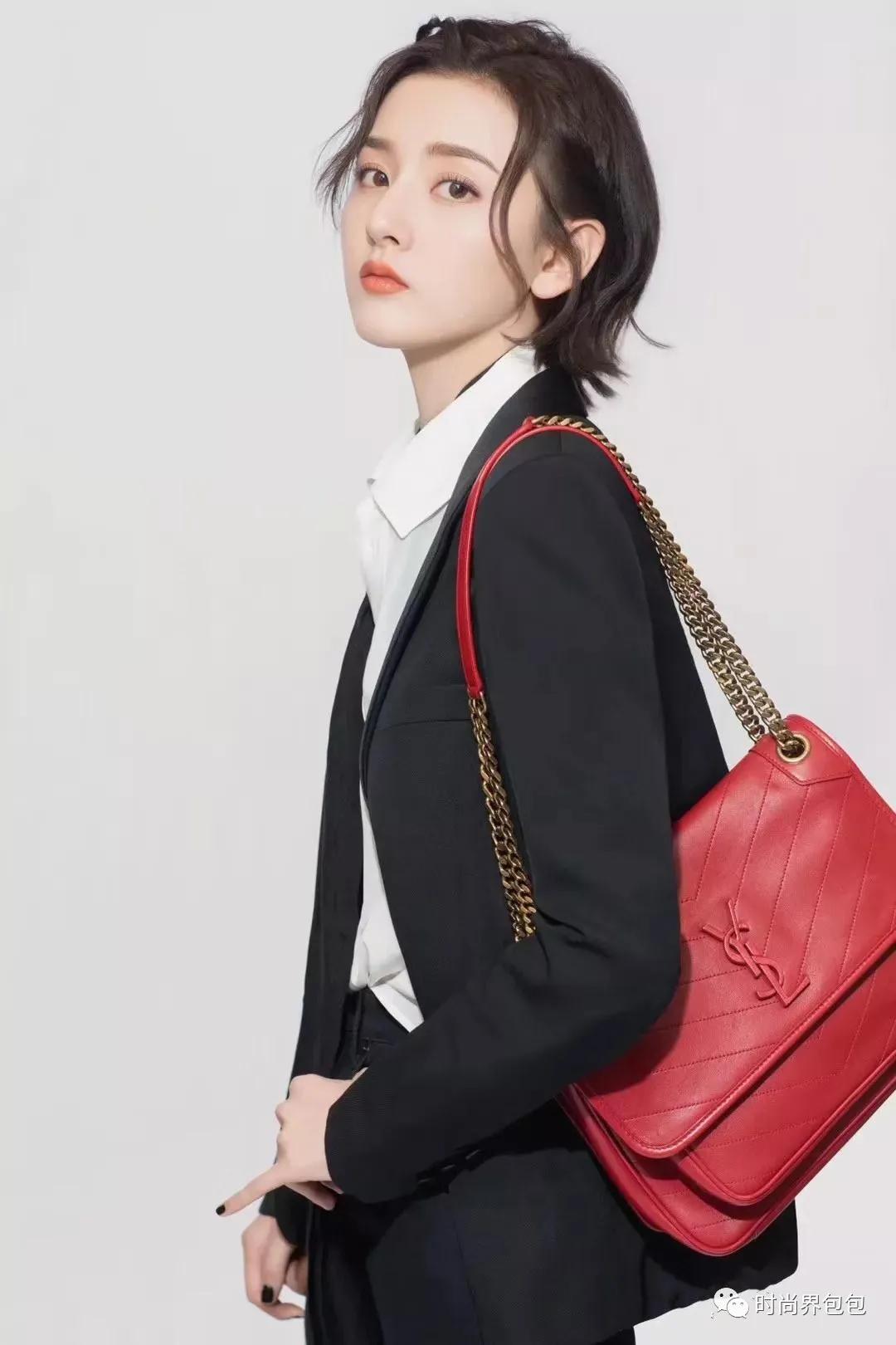 圣罗兰ysl鳄鱼压纹日落链条包,ysl圣罗兰鱼子酱玫红色链条包