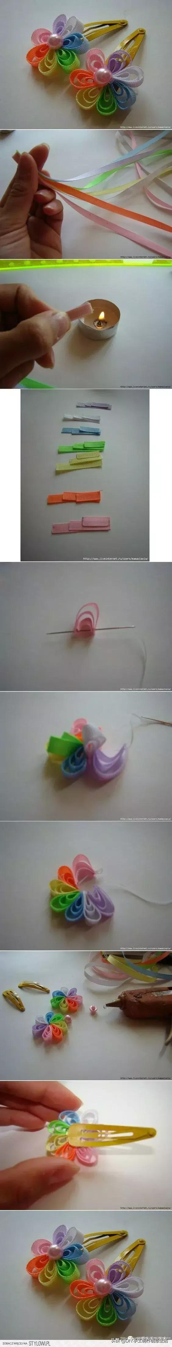 缎带头饰儿童,缎带蝴蝶结发饰发夹制作教程