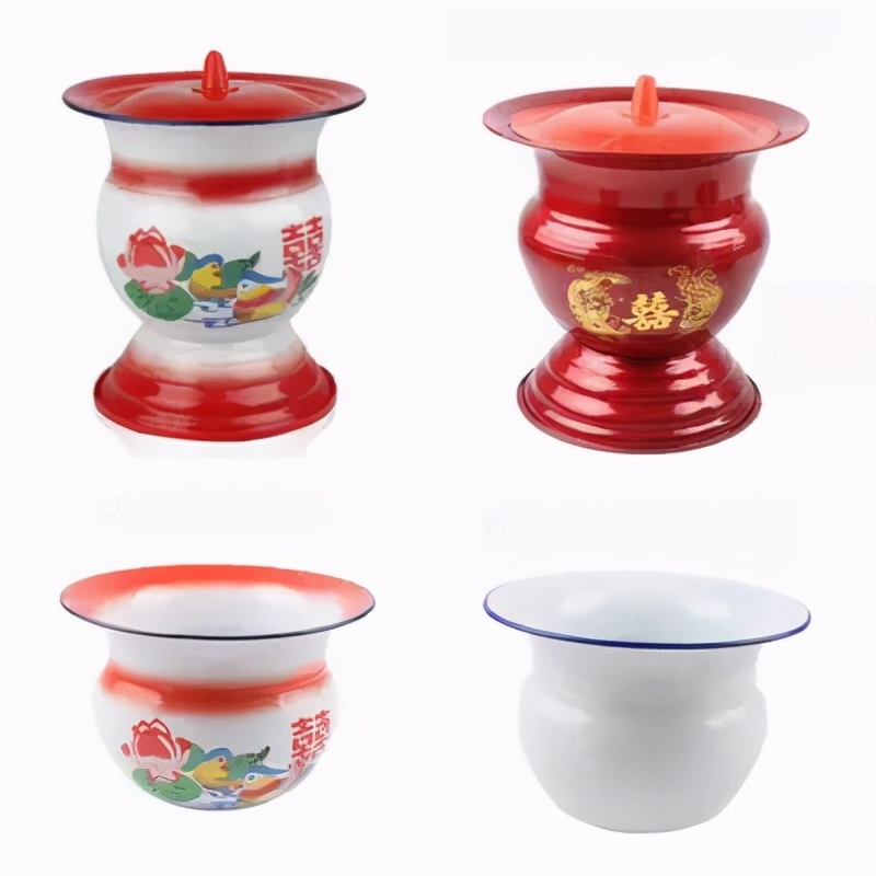 中国传统红双喜痰盂,50年前流行的痰盂