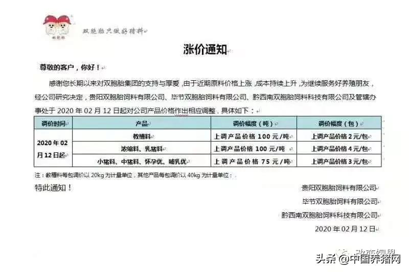 2021年饲料涨价通知,全国饲料涨价通知最新消息