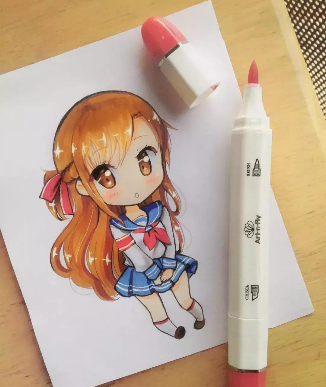 可爱动漫人物手绘马克笔,马克笔好看的动漫人物