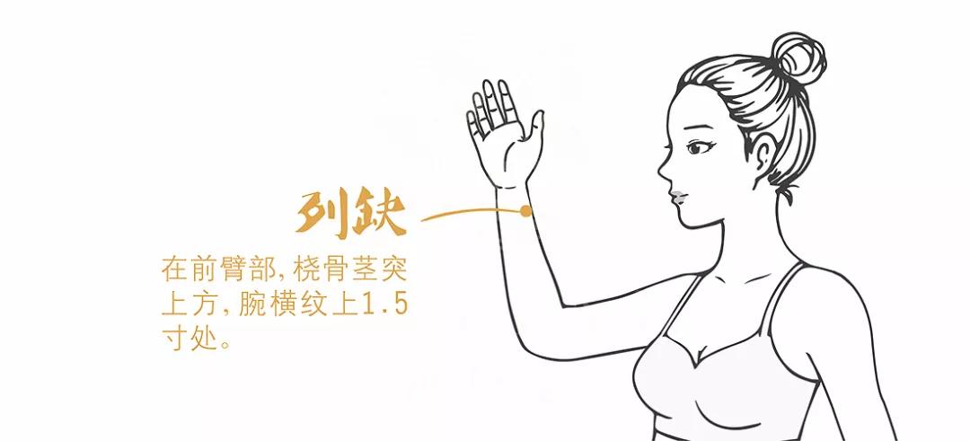 这四句话：头项寻列缺，肚腹三里留，腰背委中求，颜面合谷收！