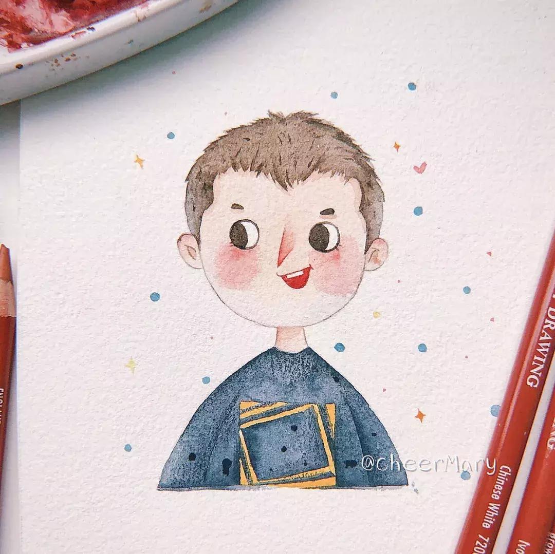 简笔画可爱小人插画,超萌可爱的插画小人