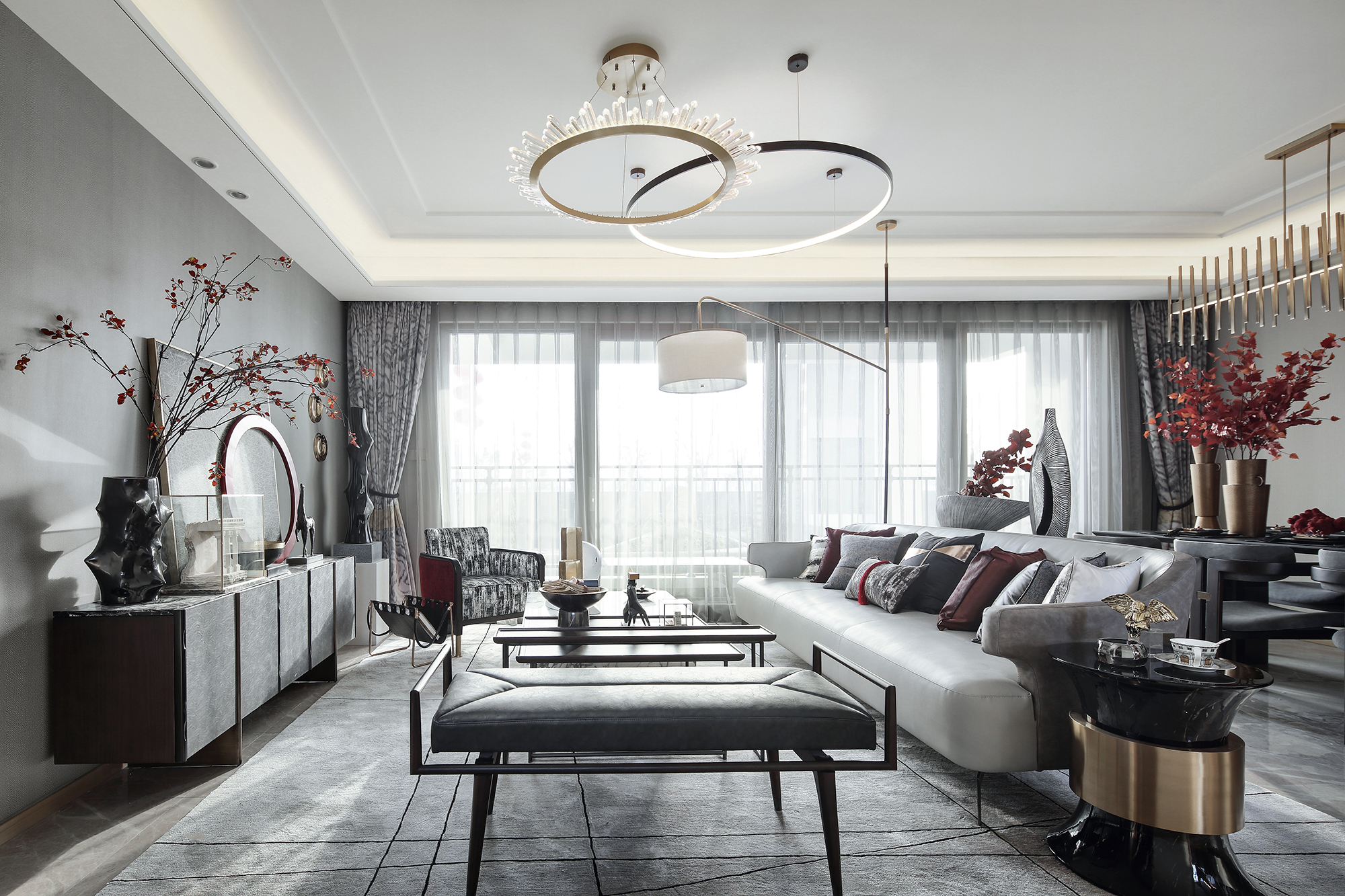 中式装修风格样板房图,桃花源120平中式风格样板房