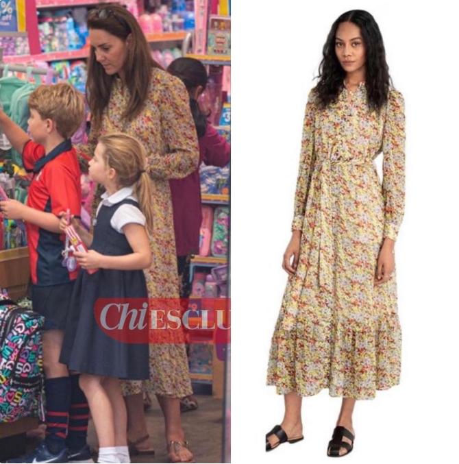 80后凯特变身家长，领着俩孩子购买文具，脚踩人字拖凉鞋依然贵气