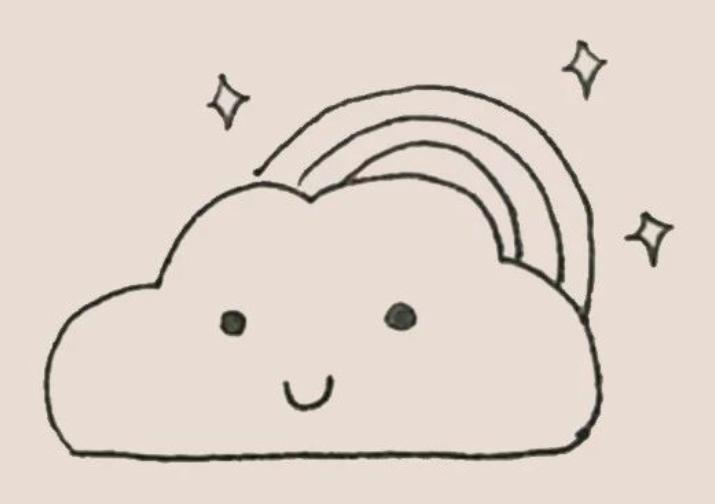 儿童画画教学简单3-5岁天空简笔画,绘画的拱形彩虹怎么画