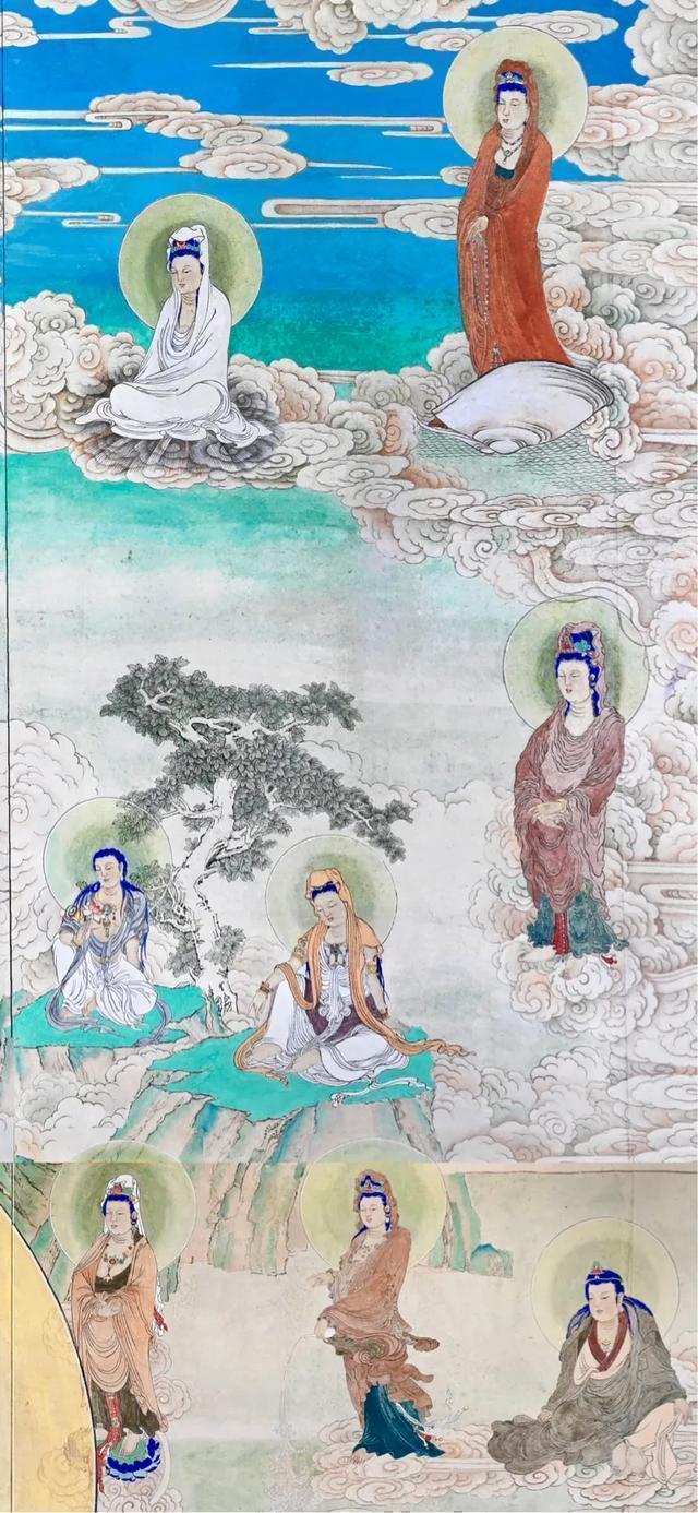 观音菩萨三十二像工笔画,观世音菩萨画像工笔画