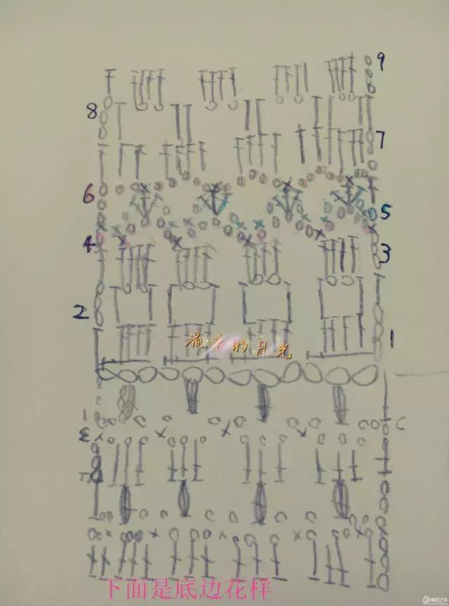 郁金香钩针连衣裙图案图解,钩针编织女士连衣裙视频图解过程