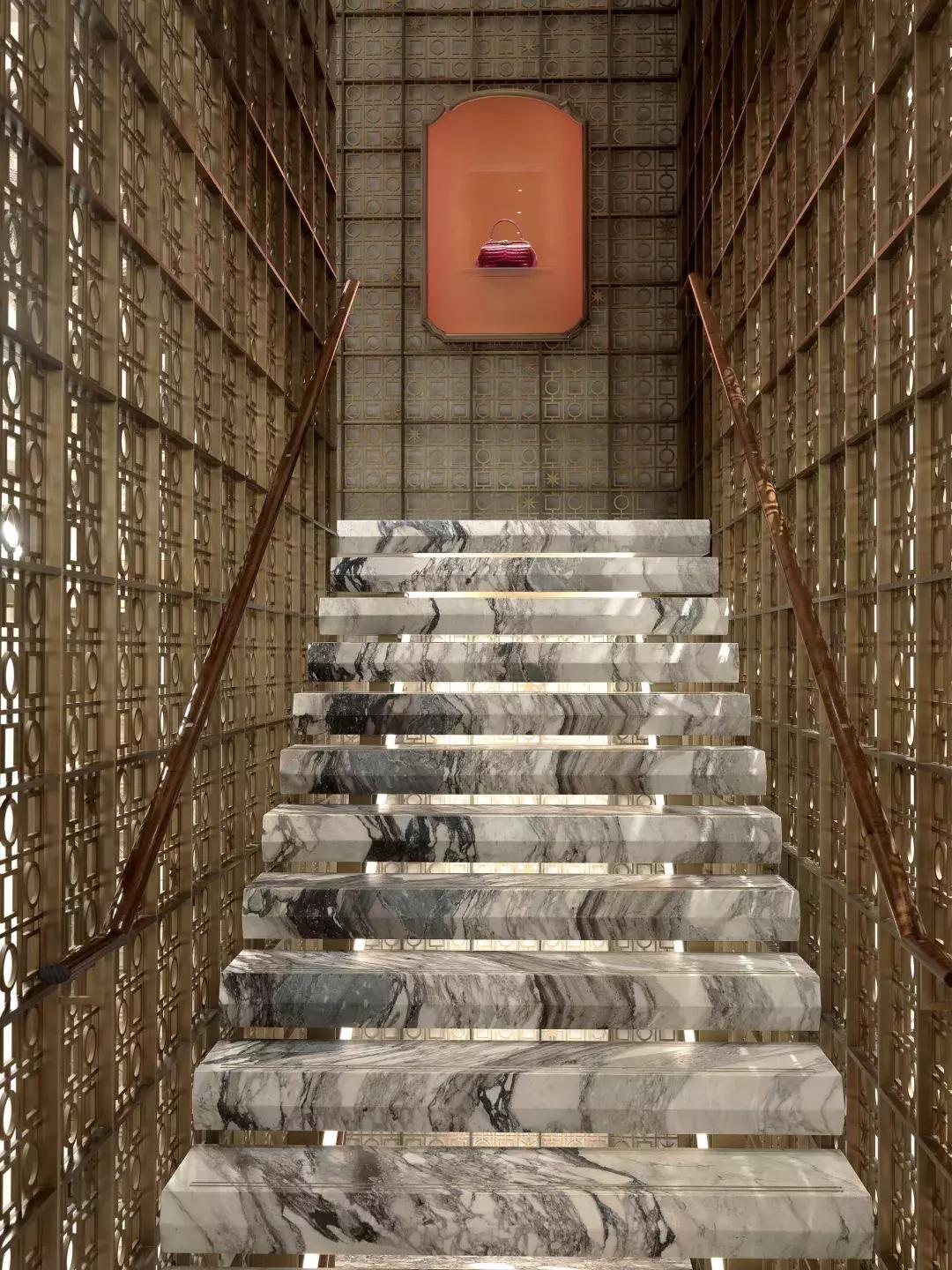 全世界最豪华的奢侈品店楼梯设计，只有大理石才配得上