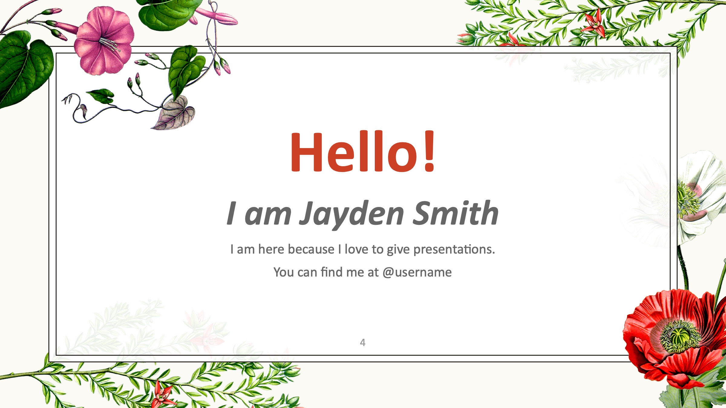 PPT植物插图模板——可免费*载下**，一键替换文字