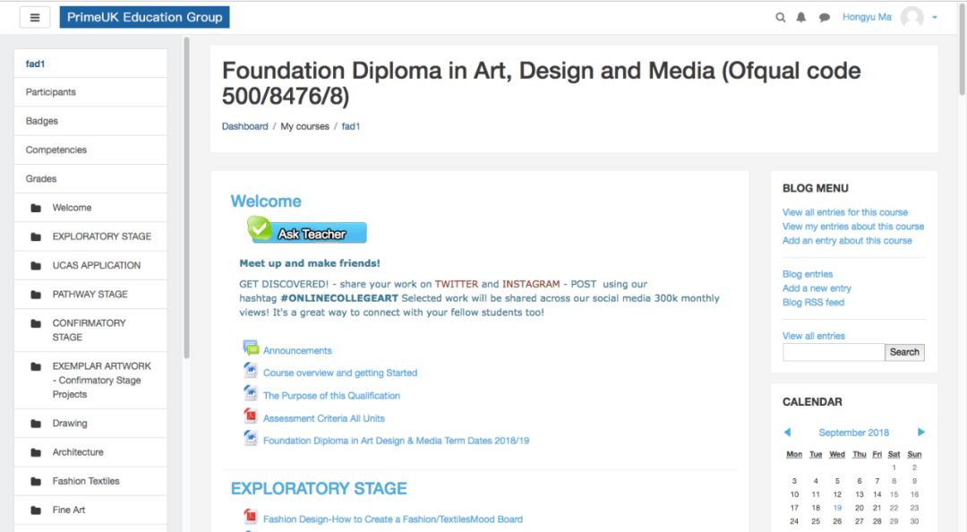 第三等级预科文凭：艺术，设计与媒体,在线