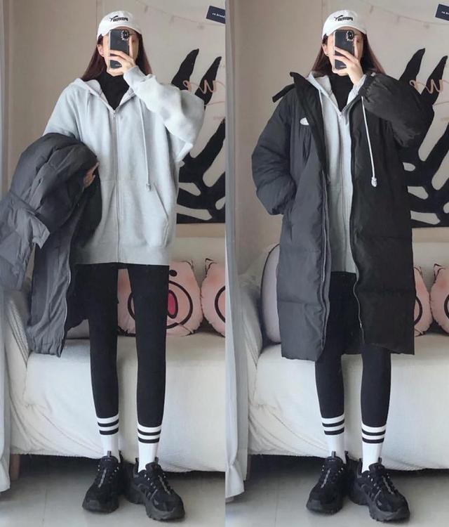 基础款黑色长款羽绒服怎么搭配,40-50岁黑色长款羽绒服搭什么裤子