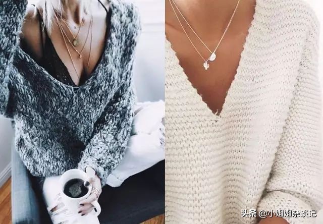v领毛衣慵懒风显白显瘦,显瘦又百搭全靠这件v领毛衣