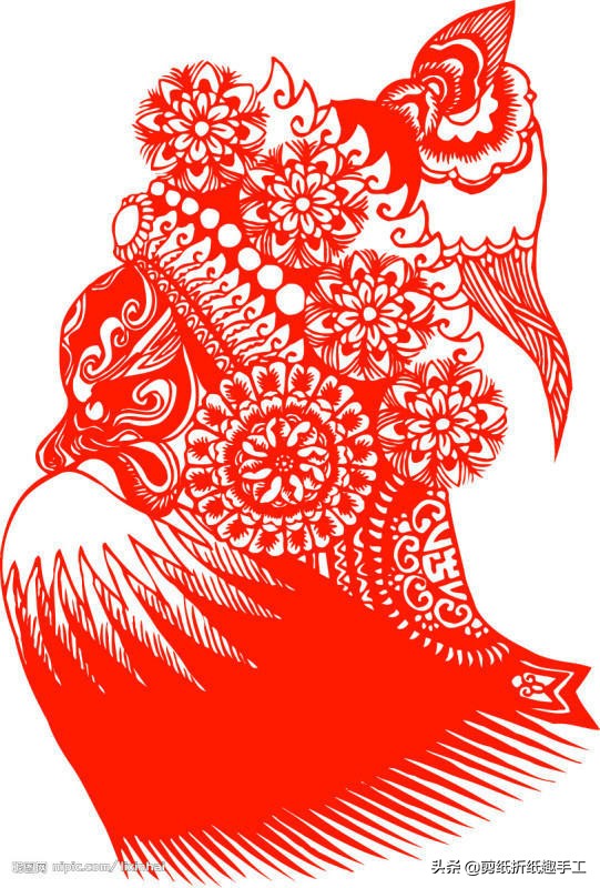 民俗剪纸戏曲脸谱剪纸图案欣赏,花旦脸谱简笔画简单又好看剪纸