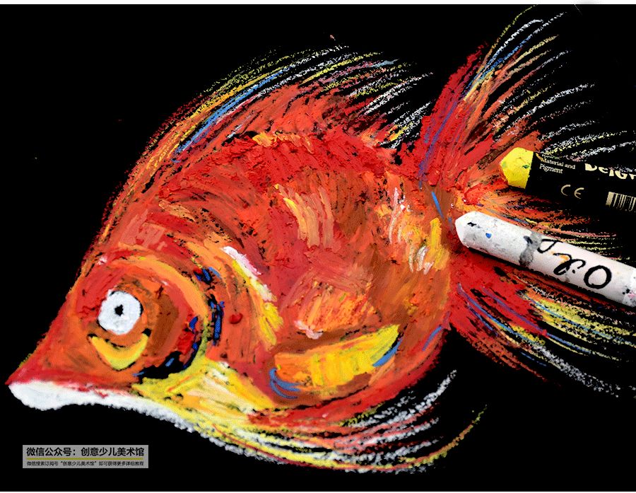 海边风景油画棒教程儿童画,油画棒画美人鱼儿童