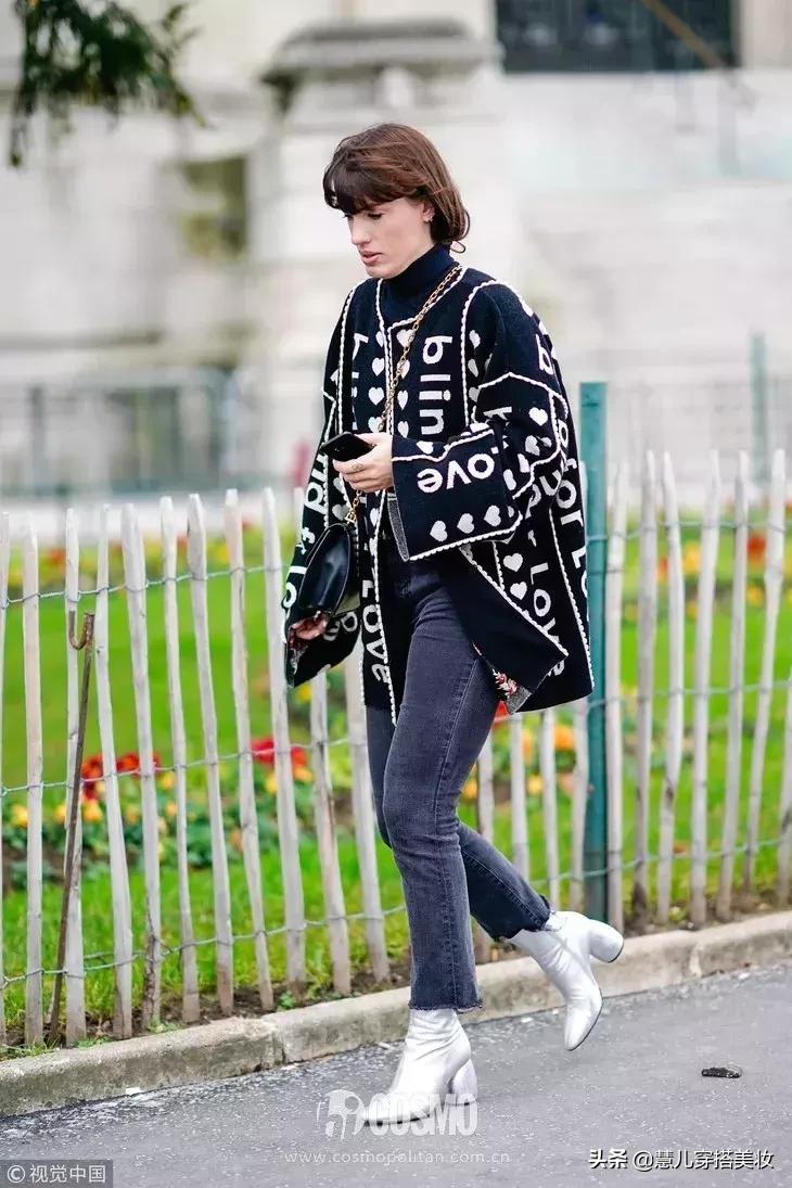 针织开衫加阔腿裤春,黑色v领针织小开衫搭配阔腿裤