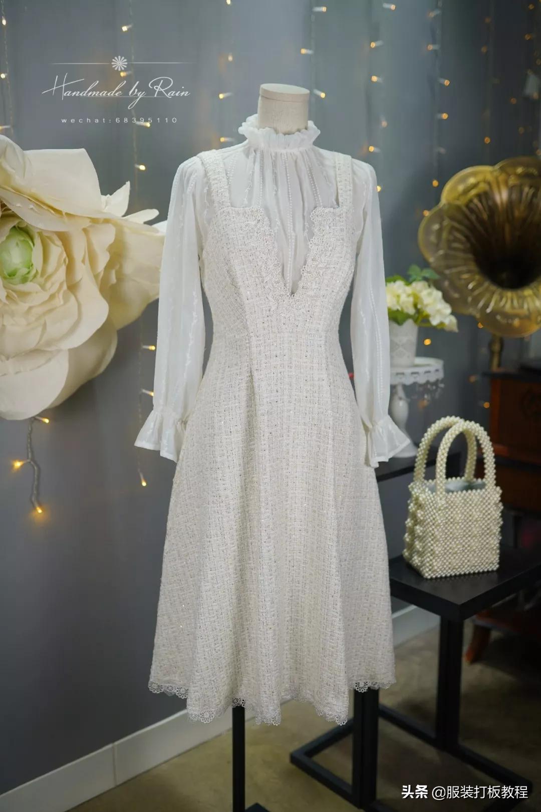 蕾丝半高领网纱打底衫制作,蕾丝高领拼接打底衫制作教程