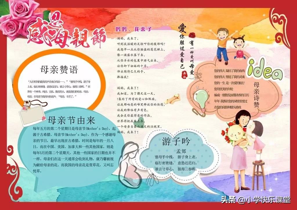 画1张母亲节感恩为主题的手抄报,感恩母亲节手抄报祝福语